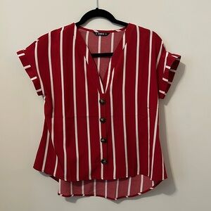 Red and white pinstripe SHEIN top size XS